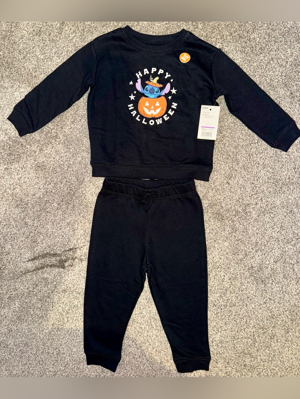 Jumping Beans Disney 24M NWT - Black Happy Halloween Baby Stitch Glow Sweatshirt